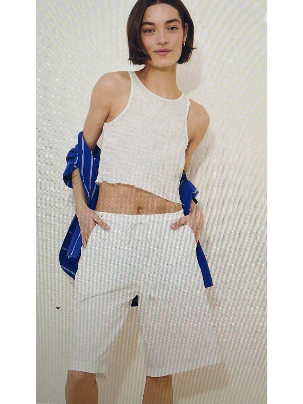 Free People Saylor Poplin Longline Shorts White Medium New